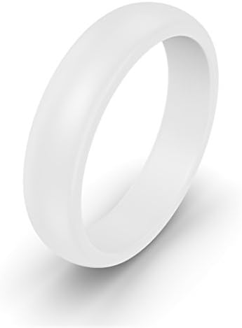OLLOBAND Women's Silicone Ring - Safe Wedding Band, Yoga, Crossfit Rubber Ring, Weight Lifting, Training, Exercise, Fitness, Firefighter, Police Officer, Medical Grade Silicone (White, 7)