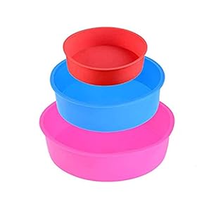 3 stuks ronde siliconen cakevorm, 3 maten en kleuren, siliconen ronde taartvorm, kan worden gebruikt om verjaardagstaart…