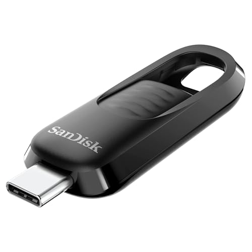 SANDISK Ultra Slider USB-Type-C-Laufwerk 512 GB (einziehbarer Anschluss, USB 3.2 Gen 1, bis zu 400 MB/s) Schwarz