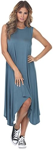 Angel Cola Womens Sleeveless Lounge Shift Dress B7013 Blue Goblin Medium