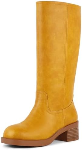 Amazon.com | LUMUTA Women's Knee High Boots Chunky Heel Square Toe