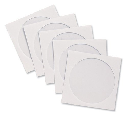 100 x High-Grade CD DVD Blu Ray Disc White Paper Sleeves Envelopes with Clear Window - Protect Your Discs