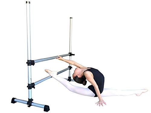 Double Ballet Barre Stretch Dance Bar 4' - Lightweight, Portable, Adjustable with Travel bag and 10 loop Stretch Strap Bundle - by Superb
