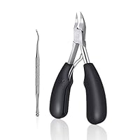 CHUHUAYUAN Toenail Clippers for Thick Toenails, Sharp Blade Nails Nipper Professional Stainless Steel Ingrown Toenail Tool Set with Nail Lifter, Heavy Duty Nail Trimmer with Easy Grip Large Handle