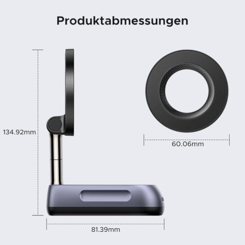 UGREEN Magnetic Mobile Phone Stand 360° Rotatable Portable for Gym | Double-sided strong magnetic, easy to install, foldable and portable, suitable for most mobile phones