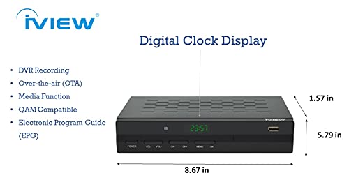 IVIEW-3500STBA III, ATSC Digital Converter Box with Recording and Media Player, Analog to Digital, QAM Tuner, Channel 3/4, HDMI, A/V, USB, Learning Remote Control (New Firmware)