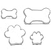 Dog Bone And Dog Paw Cookie Cutter Set of 4 - Stainless Steel Professional Quality For Dog Biscuit Treats And Cookies - Multi Purpose Kitchen Tool - Dishwasher and Oven Safe