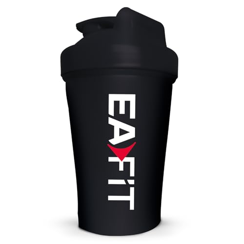 Eafit Shaker Proteine 400 ml Nero – Borraccia Graduata Senza BPA con Mixer in Acciaio – Per Whey Protein, Creatina, Pre Workout – Shaker Palestra Portatile Anti-Perdita per Sport e Fitness