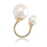 MAKIYO Elegant Celebrity Faux Double Pearl Finger Ring
