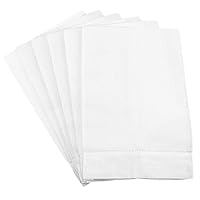 CleverDelights 6 Pack White Linen Hemstitched Hand Towels - 14" x 22" - 100% Linen - Tea Towels