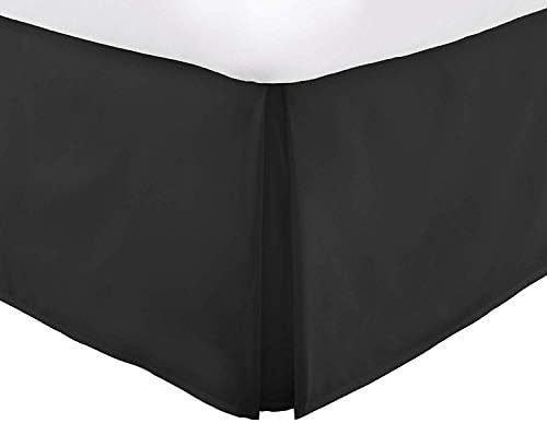 Vera Nice Bed Skirt with 15-inch Drop - Double Brushed Microfiber Pleated Dust Ruffle - Queen - Black