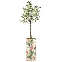 SIGNWIN Eucalyptus Tree with Green Palm & Pink Flower Illustrated Vase Floral Plants Minimalism Zen Relax/Calm Multicolor Ultra for Living Room, Bedroom, Office - X-Large 5 Feet (60