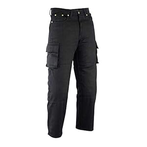Motorbroek voor heren 6 zakken zwart denim cargo jeans met protectoren – Verkrijgbaar In Alle Maten – Texpeed – L Taille…