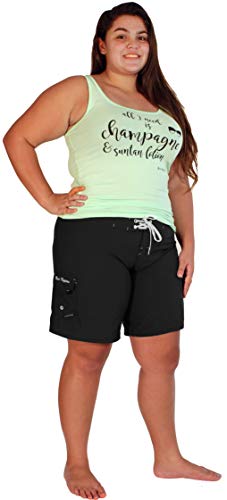 Maui Mermaids Womens Plus Size Bathing Suit Swim Shorts Board Shorts (4X, Black)