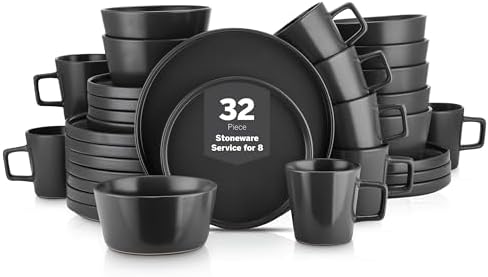Stone Lain Celina Stoneware 32 Piece Dinnerware Set, Plates and