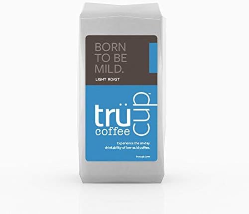 trücup Low Acid Coffee, Light Roast Whole Bean Coffee 12 Oz, Natural Water&Steam Process (60% Less Acid), Smooth Flavor, Stomach-Friendly Rich in Antioxidants