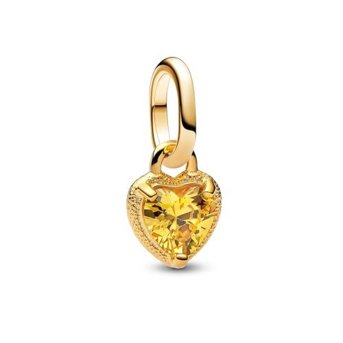 ME 763862C01 Mini breloque en Forme de cœur en Argent Sterling plaqué Or 14 carats avec zircone Compatible avec Les pendentifs Me and Moments, 2,9x8,6x6,6 mm, Argent Sterling, Zircone cubique