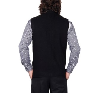 dhrohar men's woolen solid black nehru waistcoat