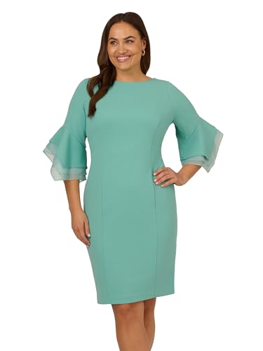 Adrianna Papell Women's Knit Crepe Tiered Sleeve Dress | Mid Length Cocktail Dr…