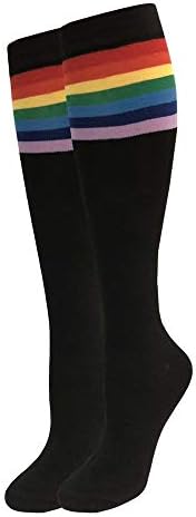 Women's Colorful Rainbow Stripe Fun Dress Knee High Socks