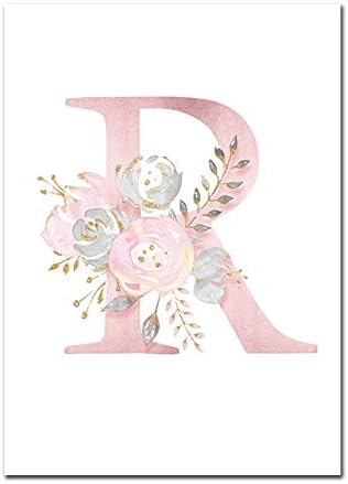 美しいです No 赤ちゃんのポスターパーソナライズされた女の子の名前をポスターの保育園は 女の子の部屋のために絵を描くピンクの花の壁アートキャンバスを印刷した後 雰囲気 Color R Size 40x50cm 40x50cm No Frame B08d75z5r3