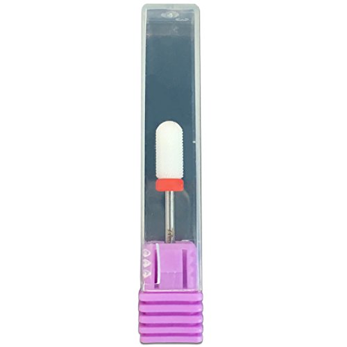 Beauticom Professional USA Ceramic White ROUND Top Small Barrel Bit Nail Drill (Grit: FINE) 3/32" Shank Size
