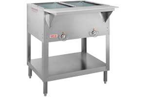 Kratos Commercial Electric Steam Table, 2 Well Stationary Hot Food Table, NSF Certified Food Warmer, 120V, 1000W (28W-109)