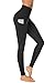 TUNGLUNG High Waist Yoga Pants, Yoga Pants with Pockets Tummy Control Workout Pants 4 Way Stretch Pocket Leggings Black