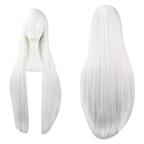 Wigood 32" Cosplay Wig White Long Straight Anime Costume Party Wigs with Free Wig Cap for Women(White)
