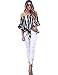 Kizaen Women's Striped Shirt Off Shoulder Bell Sleeve T Shirt Front Tie Knot Casual Blouses Tops