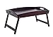 BirdRock Home Bamboo Bed Tray | Wooden Curved Sides Breakfast Serving Tray with Folding Legs | Walnut
