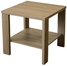 Amazon Co Jp 木目調サイドテーブル ローテーブル 正方形 幅50cm 奥行50cm ライトブラウン 収納棚付き ホーム キッチン