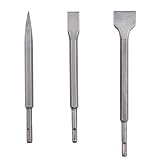 SDS-plus Hammer Drill Chisel Set, Rotary Hammer Bits Set ,3PCS Including Point Chisel, Flat Chisel, Cranked Chisels With Carry Case