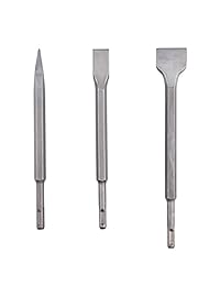 SDS-plus Juego de cinceles para martillo, juego de puntas de martillo giratorias, 3 piezas, incluye cincel de punta, cinceles planas, cinceles anclados con funda de transporte