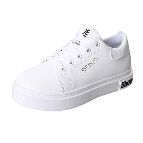 COPPEN Women Running Shoes Flat Platform Non-Slip Round Head Lace-Up Sneakers Black