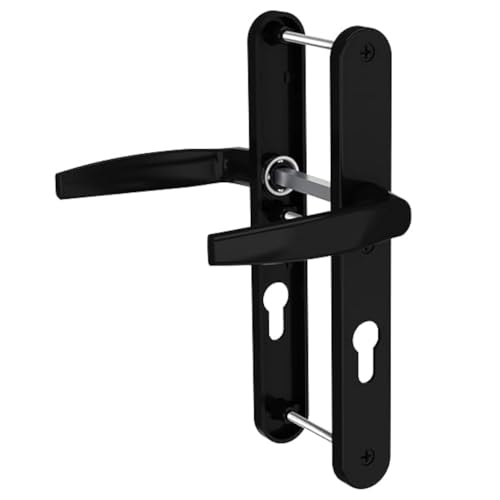Bricard 788923. Set of Handles on Emetal Plate. Kickstand and Kickstand for Front Door (for European Cylinder). Black Lacquer. 247 x 25 mm