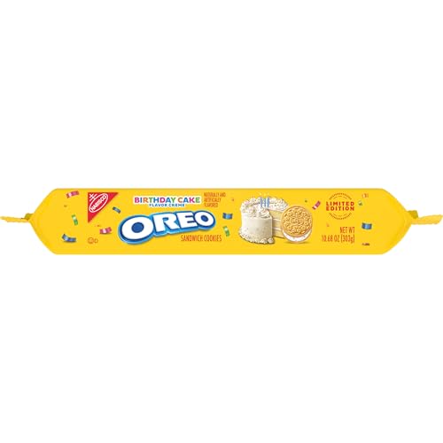 OREO GOLDEN BIRTHDAY CAKE CREME SANDWICH COOKIES, LIMITED EDITION, 10.68 OZ