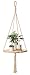 Mkono Wood Hanging Shelf Indoor Macrame Plant Hanger Decorative Flower Pot Holder Boho Home Deco, 40