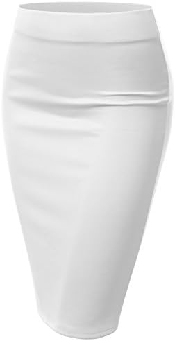 J.TOMSON Womens Stretchy Mid Length Pencil Skirt WHITE S