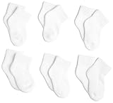 Jefferies Socks, Unisex Baby 6 Pack Seamless Sport Half Cushion Quarter Socks, White, 12-24 Months