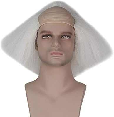 Miss U Hair Men Adult Pure White Creepy Clown Bald Wig Halloween