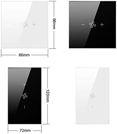 WiFi Smart Wall Ventilador de techo Panel de vidrio Interruptor tctil TuyaSmart Life APP Control remoto Funcin de temporizador de control de velocidad Compatible con Alexa Google Home