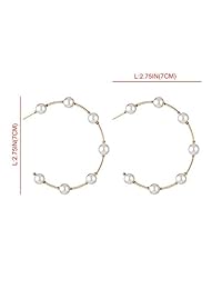 Greentail Pearly Hoop Earrings for Women Small White Pearl Drop Dangle Earrings Lightweight Elegant Fashion Jewelry Gift