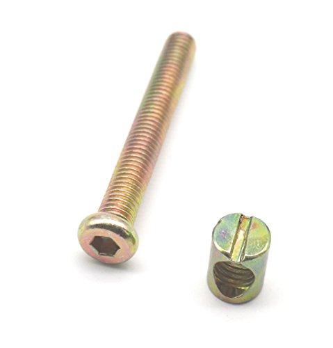 Click Here to See More Images Pack of 8 M8 x 60mm Hex Drive Socket Cap Furniture Bolt, Full Thread w/ M8 x 15mm Barrel Nut , Zinc Plated