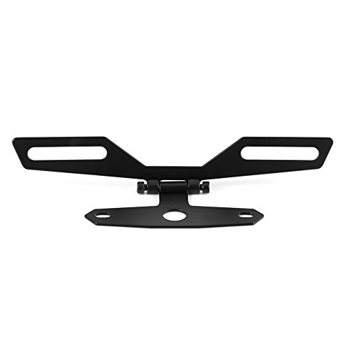 Cuque Folding License Plate Tail Light Holder Rear Bracket Mount Black Aluminum Alloy for Motorcycle ATV with Conventional Rear Fender
