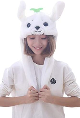 MIGHTYCOS Women's Funny Plush Corgi Hat with Ears Adult Ear-Moving Winter Cap Dress up Accessory for Girls