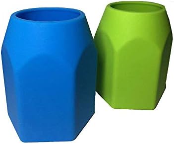 Silicone Organizer Pen Pencil Cups - Blue & Green - 2 Pack