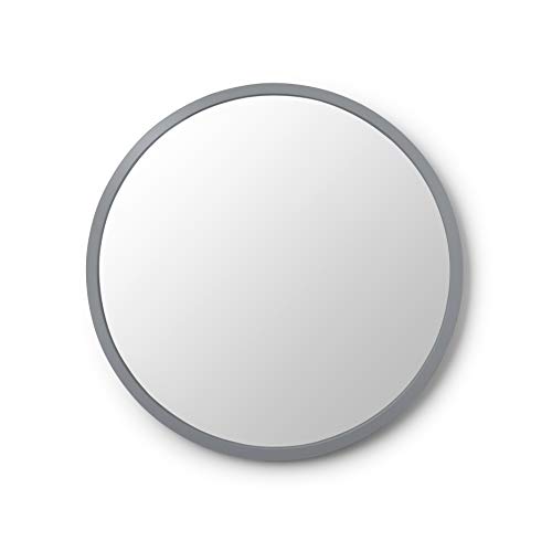 Umbra, Grey Hub Rubber Frame18Inch Round Mirror for Entryways