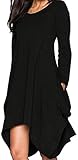 For G&PL Women's Casual Longsleeve Loose Tunic T-shirt Mini Dress Black XXL