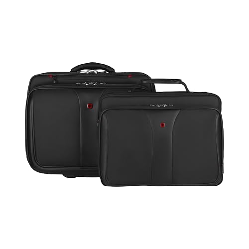 WENGER Patriot 2-TLG Laptop Trolley für Notebook bis 17 Zoll, herausnehmbare Laptop-Tasche 15,6 Zoll, 25 l, Damen Herren, Büro Business Reisen, Schwar